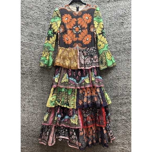 Valentino S/S 2015 Look # 14 Patchwork Floral Muslin Ruffle‎ Runway Gown Size 4